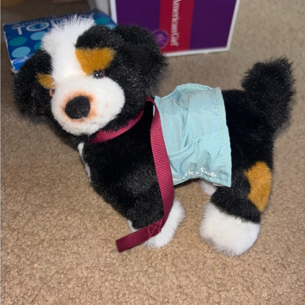 American Girl Nicki Service Dog Sprocket Blue vest Jacket leash